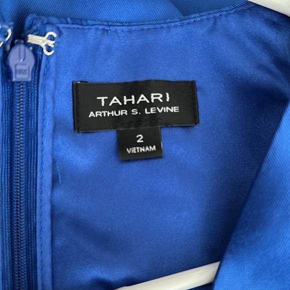 Tahari Hi Low Satin Dress with Pockets - Picture 5 of 6